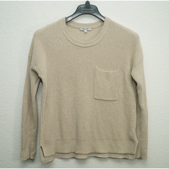 Madewell Sweaters - Madewell Women's Sweater Size Large Thompson Pocket Knit Pullover Cream White
